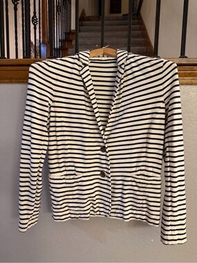 J. Crew Navy and Cream Striped Blazer Jacket